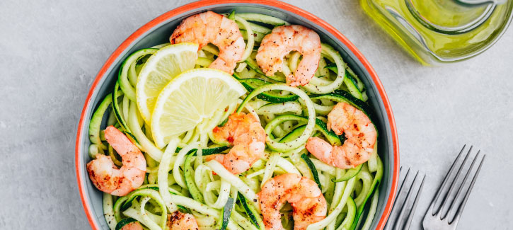 Courgetti met knoflookgarnalen