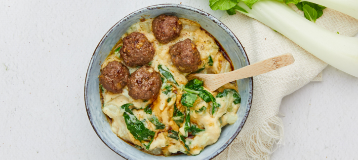 Paksoistamppot met kruidige balletjes