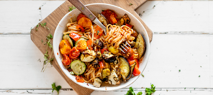 Spaghetti met gemengde groenten