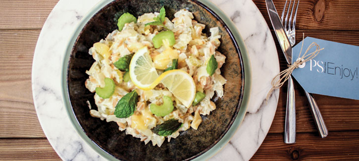 Risotto met munt en courgetteblokjes