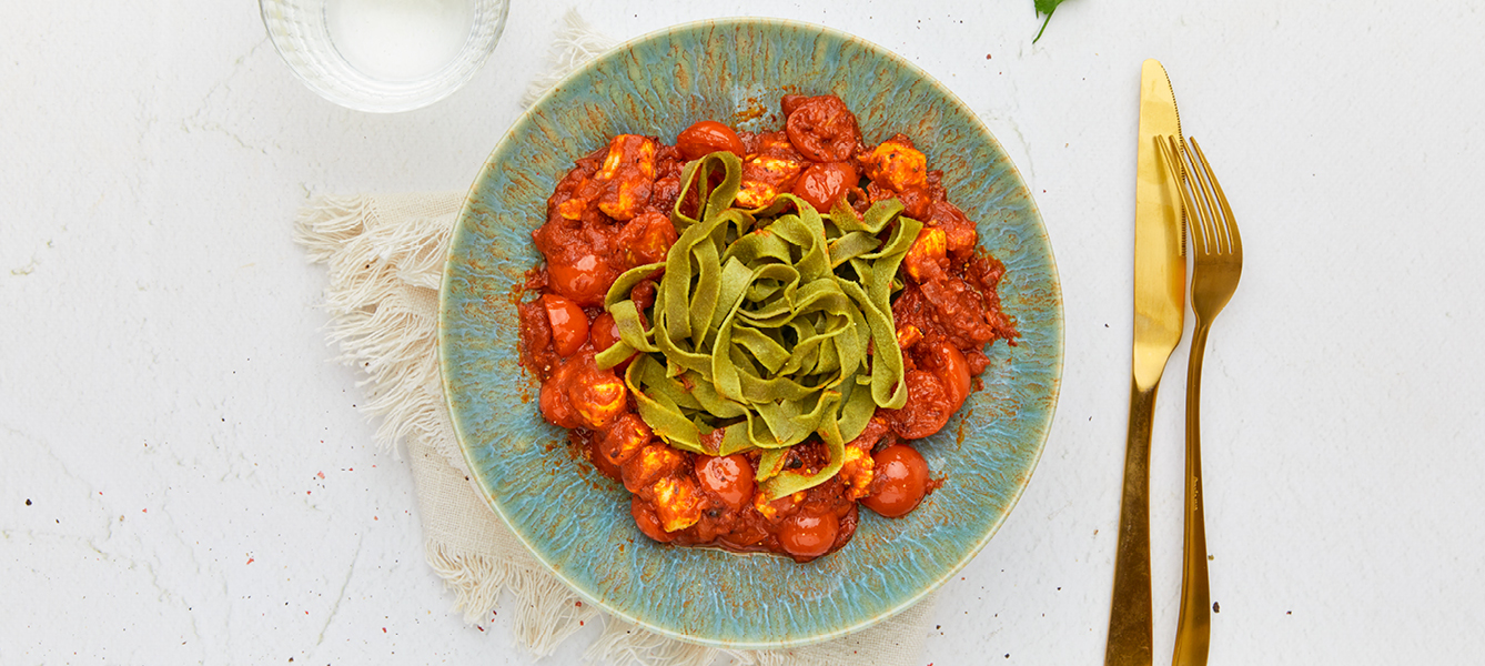 Pasta met kip en tomaatjes