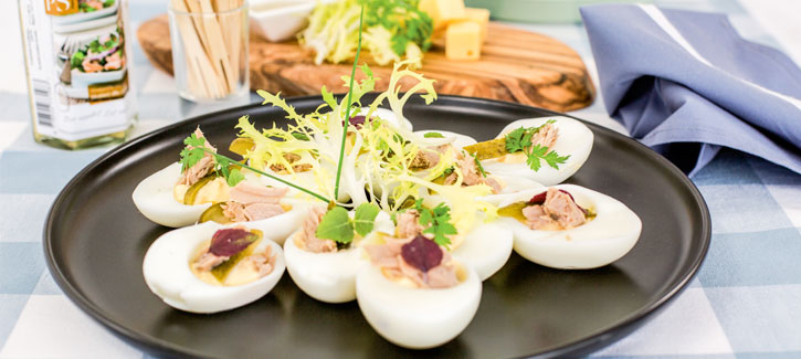 Gevulde eieren met tonijnsalade