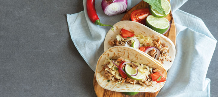Wrap met pulled chicken en witte koolsalade