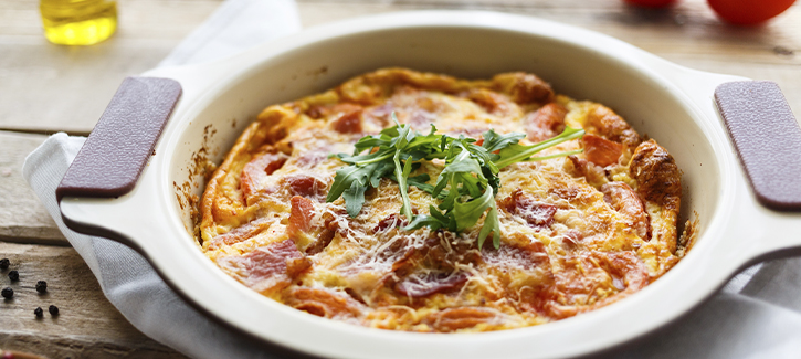 Omelet uit de oven met ham en tomaat