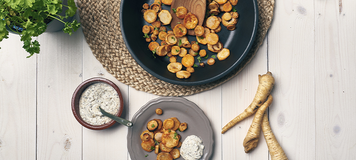 Gebakken ‘aardappeltjes’ van wortelpeterselie