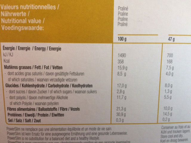 Voedingswaarde reep PowerSlim