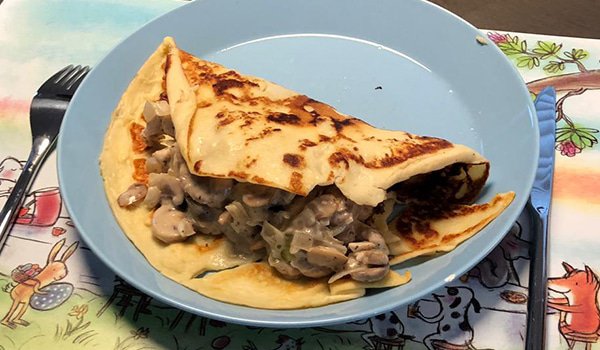 Pannenkoek met champignons