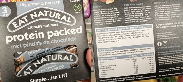 Voedingswaarde eat natural reep