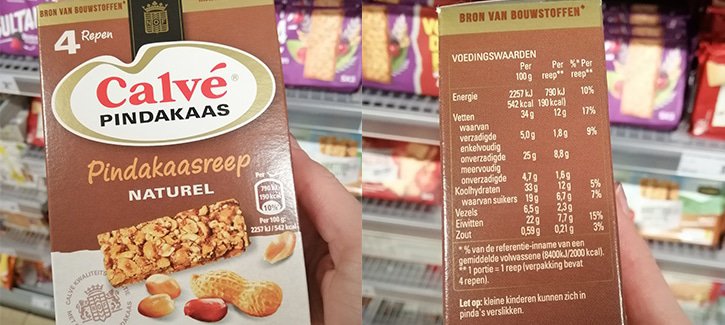 Voedingswaarde Pindakaasreep